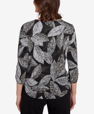 Women's Classic Puff Print Leaf Top