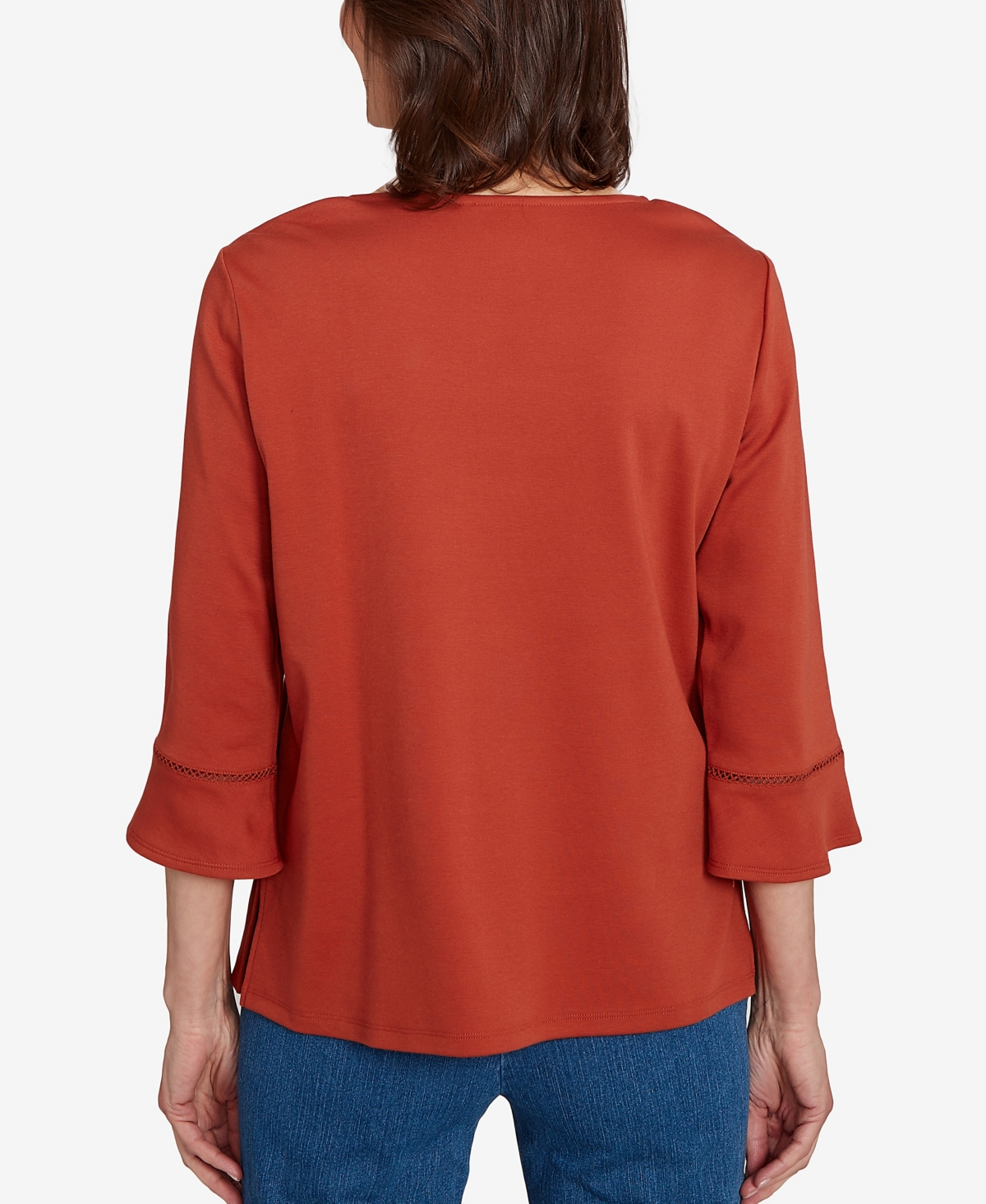 Alfred Dunner Women's Classic Tossed Floral Flutter Sleeve Top In Brown