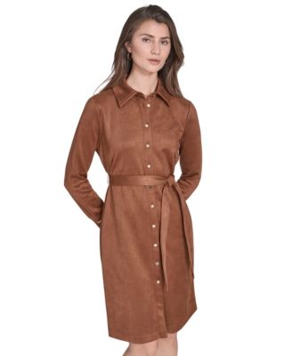 Women's Scuba Suede Long Sleeve Dress