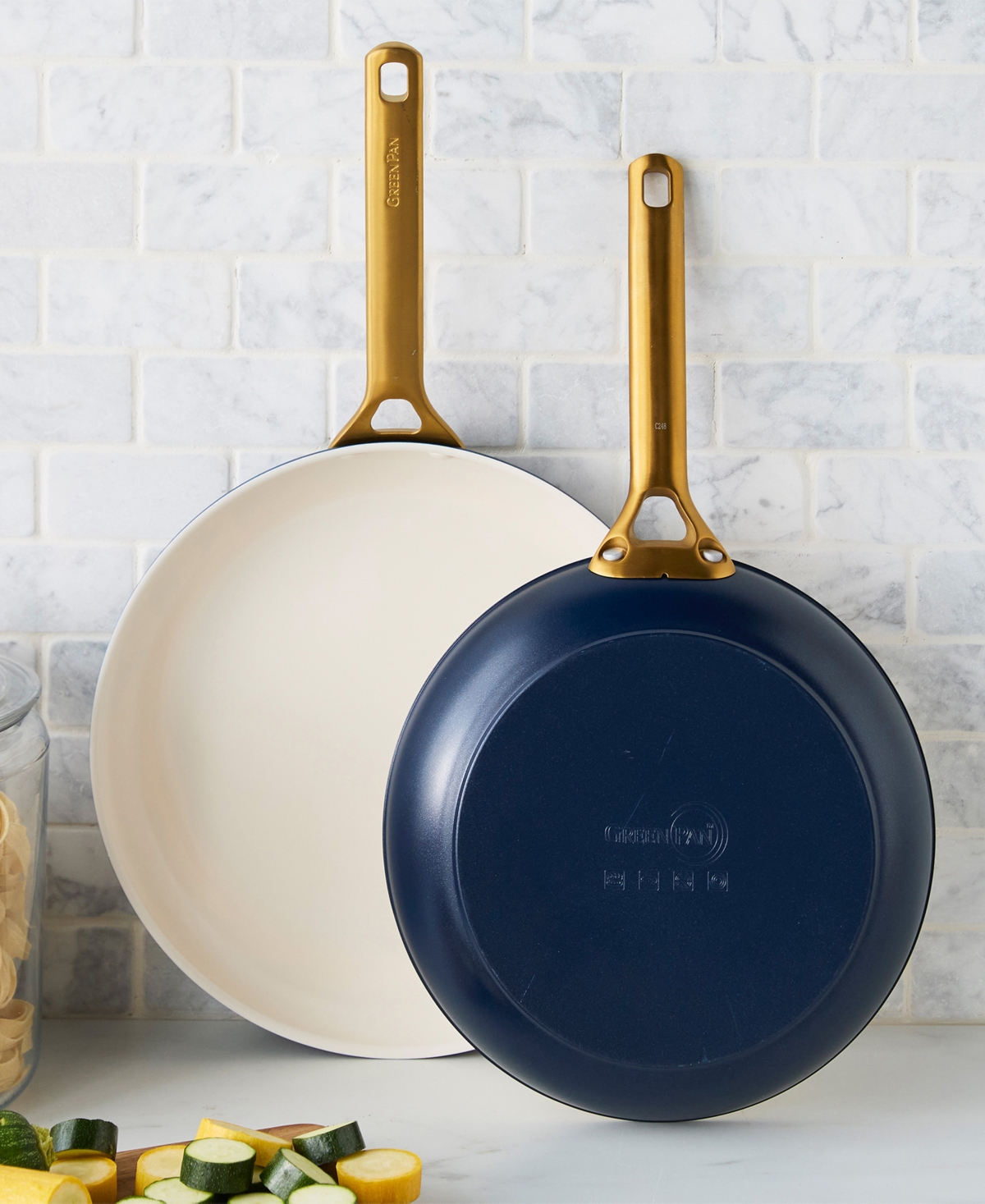 Greenpan Reserve Set Of 2 Ceramic Nonstick Frying Pans In Blue