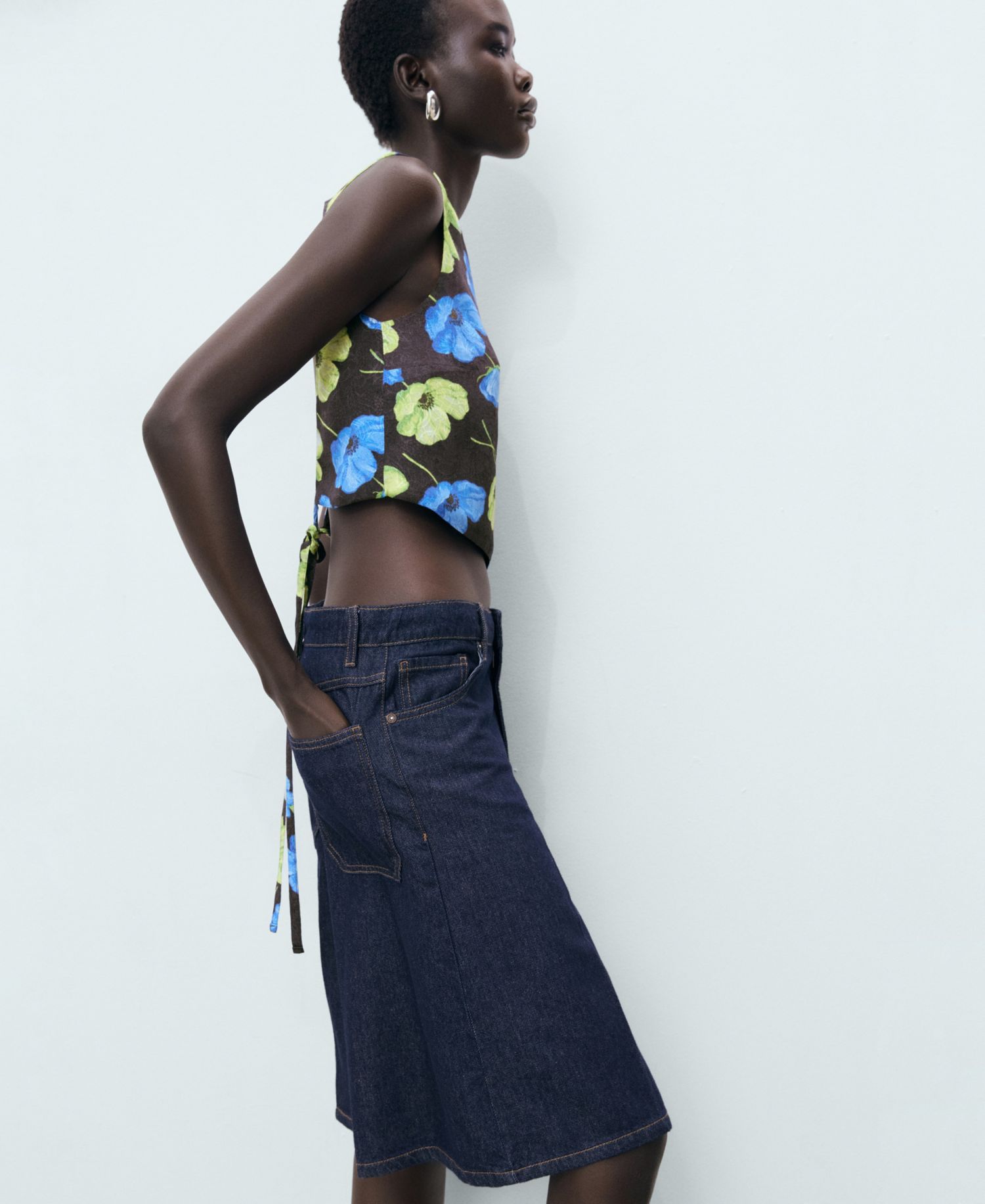 Women's Open-Back Floral Blouse
