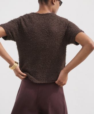 Women's Short-Sleeved Boucle Cardigan