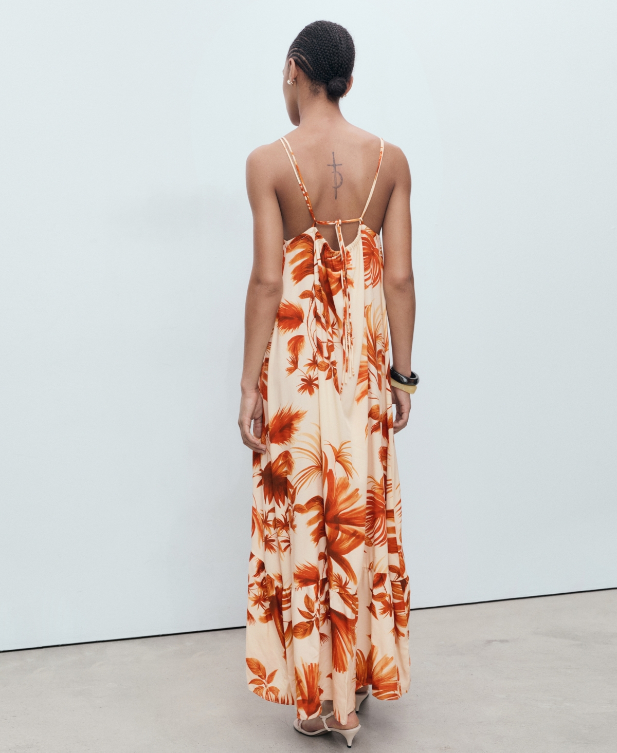 Mango Palm Halter Sundress In Brown