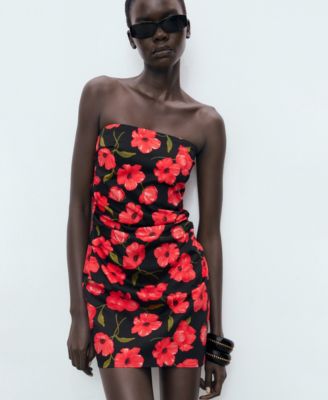 Women's Strapless Floral Dress