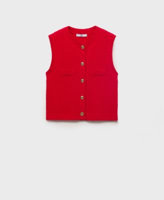 Women's Buttoned Chunky-Knit Vest