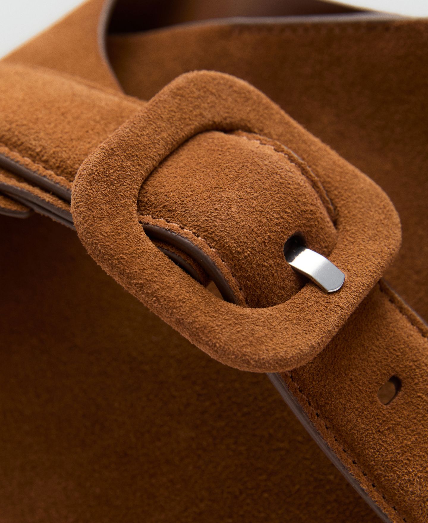 Женская сумка MANGO Large Suede Leather Shopper, цвет: Кожаный — фото 5