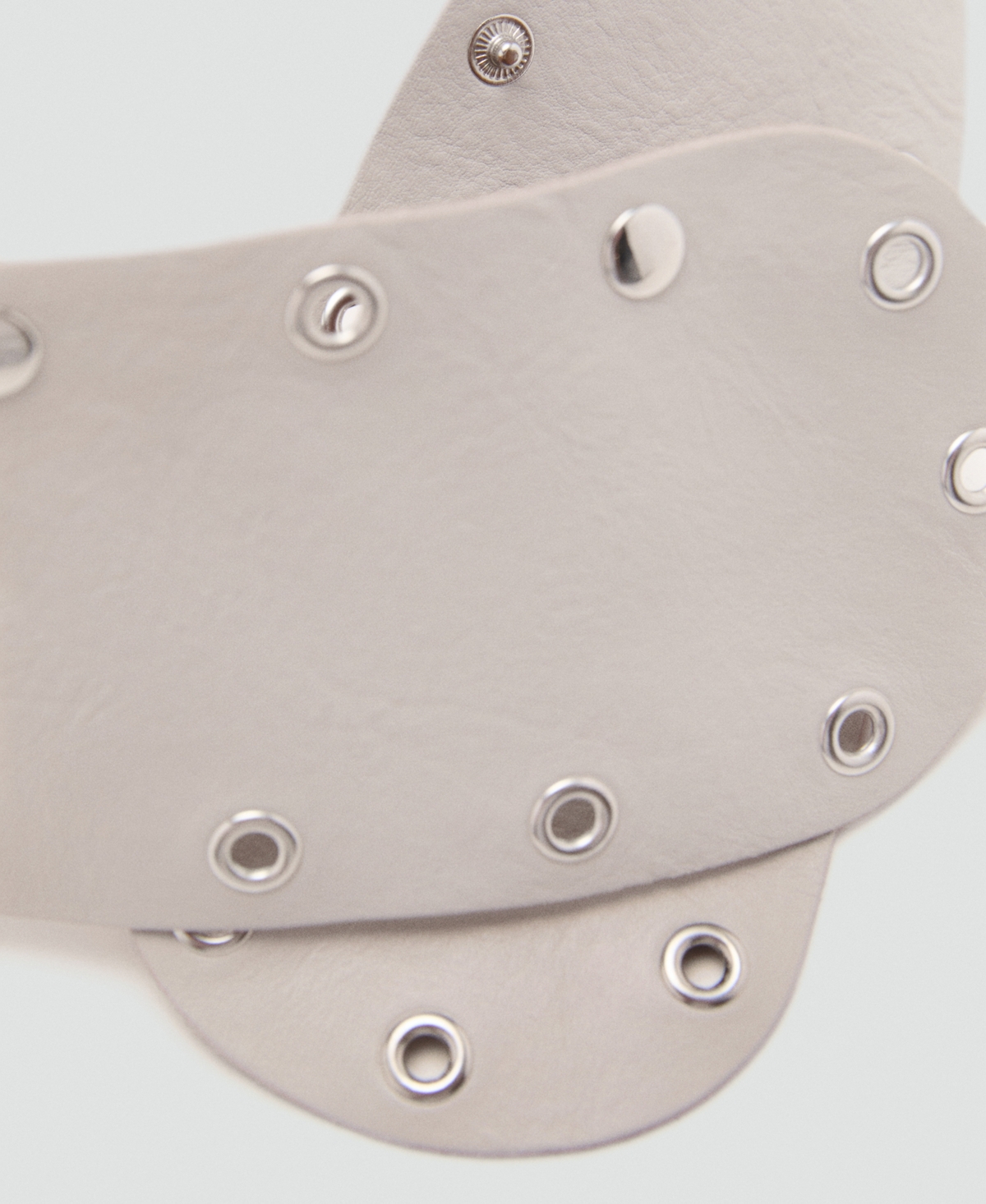 Mango Wide Leather Belt With Eyelets In Gray
