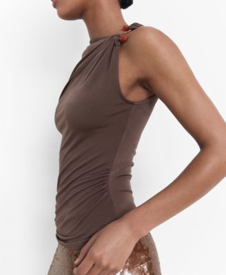 Women's Jewel Detail Ruched Top