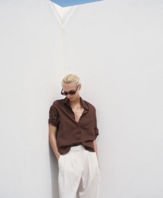 Women's Linen Blend Straight Shirt