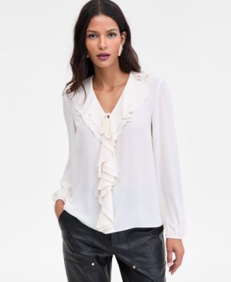 I.N.C. International Concepts - Women's Ruffle-Collar V-Neck Blouse