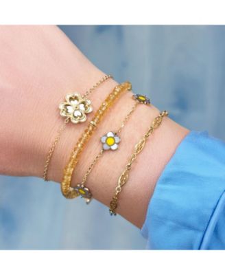 Citrine Bead Bracelet 14K Gold