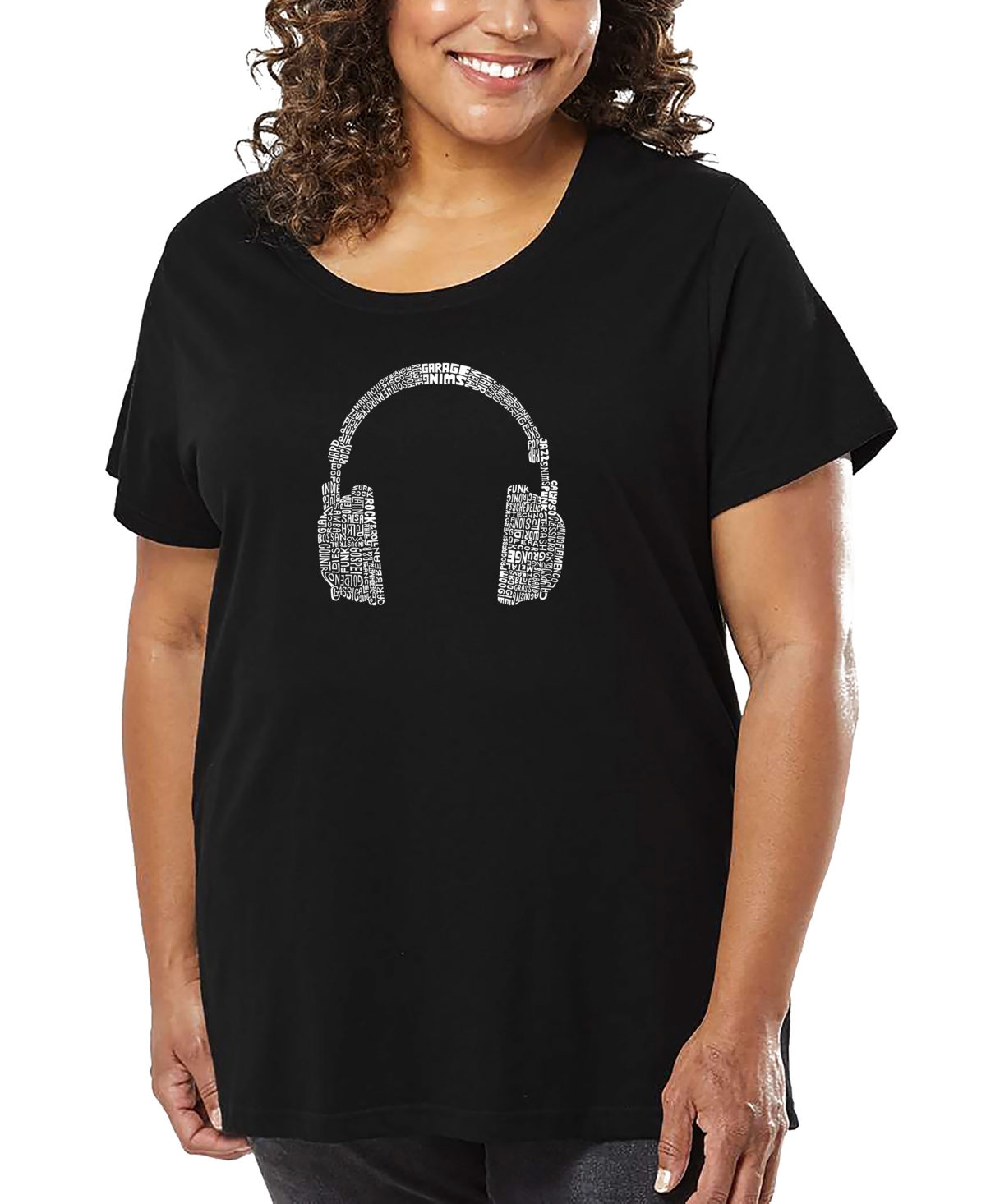 La Pop Art Plus Size Crazy Little Thing Called Love Word Art T-shirt In Black