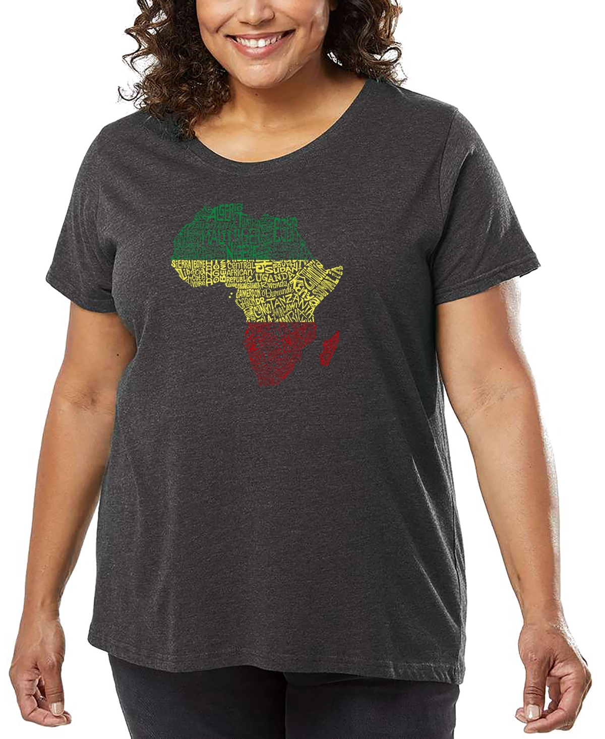 La Pop Art Plus Size Countries In Africa Word Art T-shirt In Gray