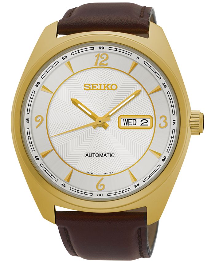 Seiko Men's Automatic Recraft Series Brown Leather Strap Watch 45mm