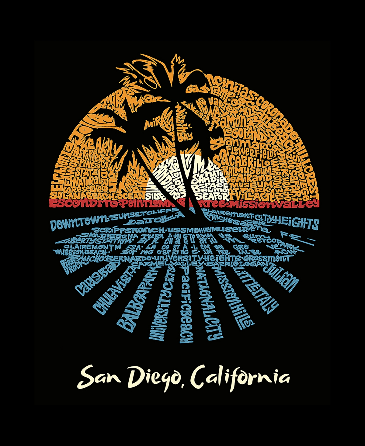La Pop Art Plus Size Cities In San Diego Word Art T-shirt In Black