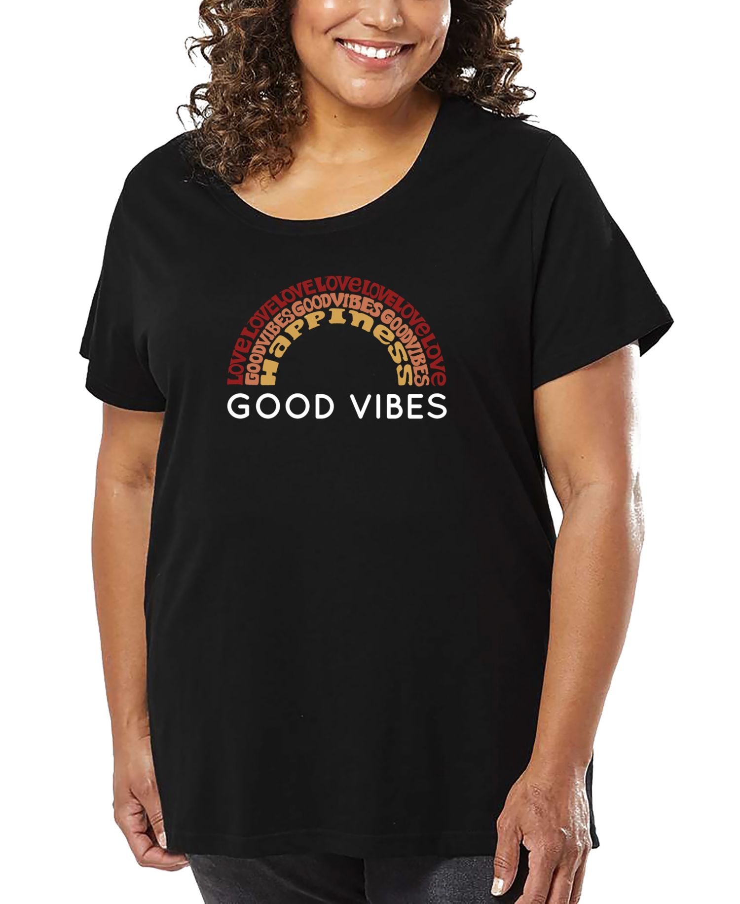 Plus Size Good Vibes Word Art T-Shirt