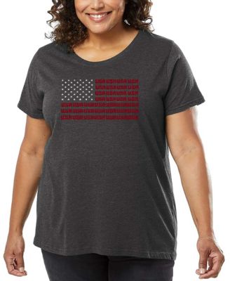 Plus Size USA Flag Word Art T-Shirt