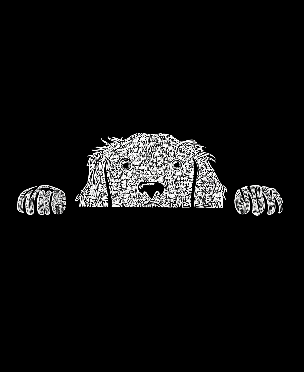 La Pop Art Plus Size Peeking Dog Word Art T-shirt In Black
