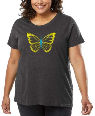 Plus Size Butterfly Word Art T-Shirt