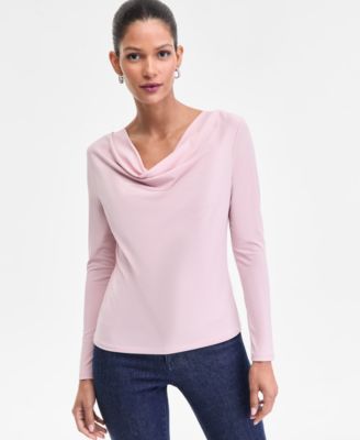 I.N.C. International Concepts - Women's Cowl-Neck Long-Sleeve Top