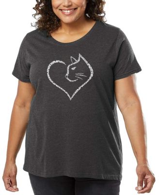 Plus Size Cat Heart Word Art T-Shirt