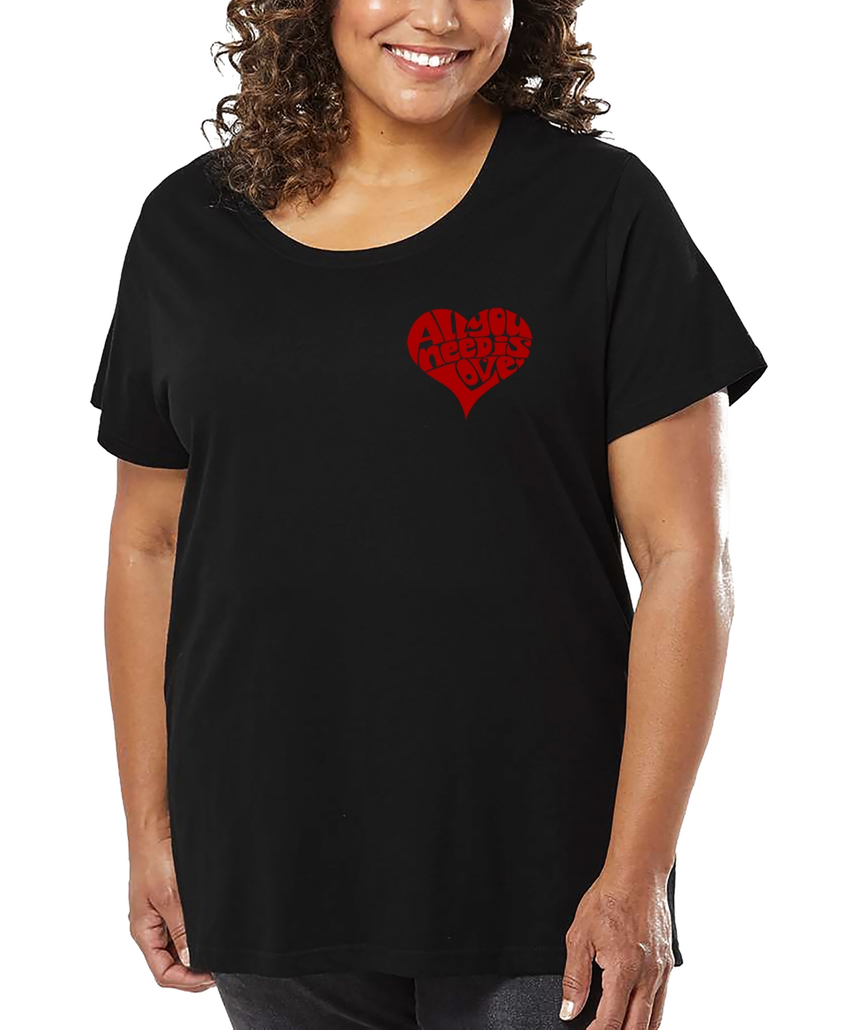 La Pop Art Plus Size All I Want For Christmas Is You Word Art V-neck T-shirt In Black