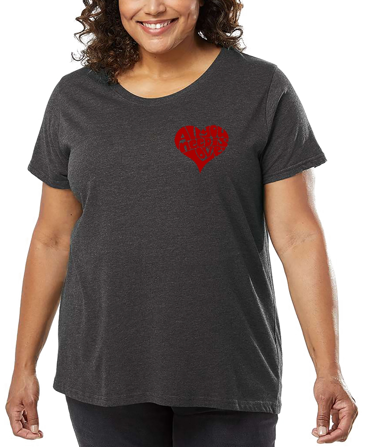 La Pop Art Plus Size All I Want For Christmas Is You Word Art T-shirt In Gray