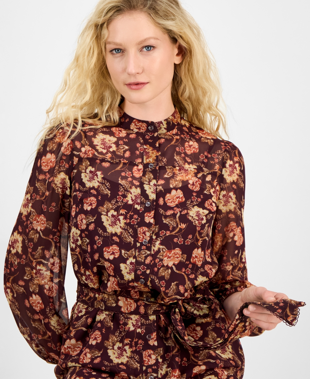 Julia Jordan Women's Floral Chiffon Tie-waist 3/4-sleeve Dress In Multi