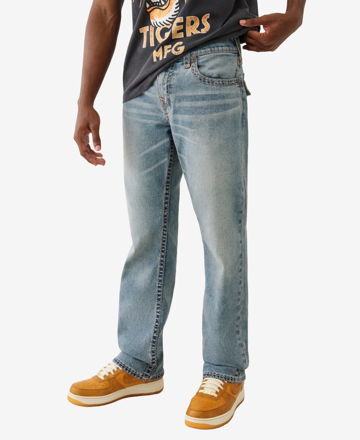 True Religion Ricky Super T Flap Straight Leg Jeans In Multi
