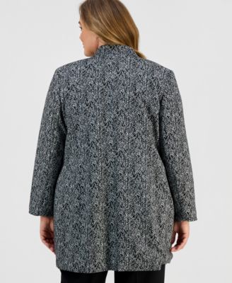 Plus Size Knit Jacquard Long Jacket