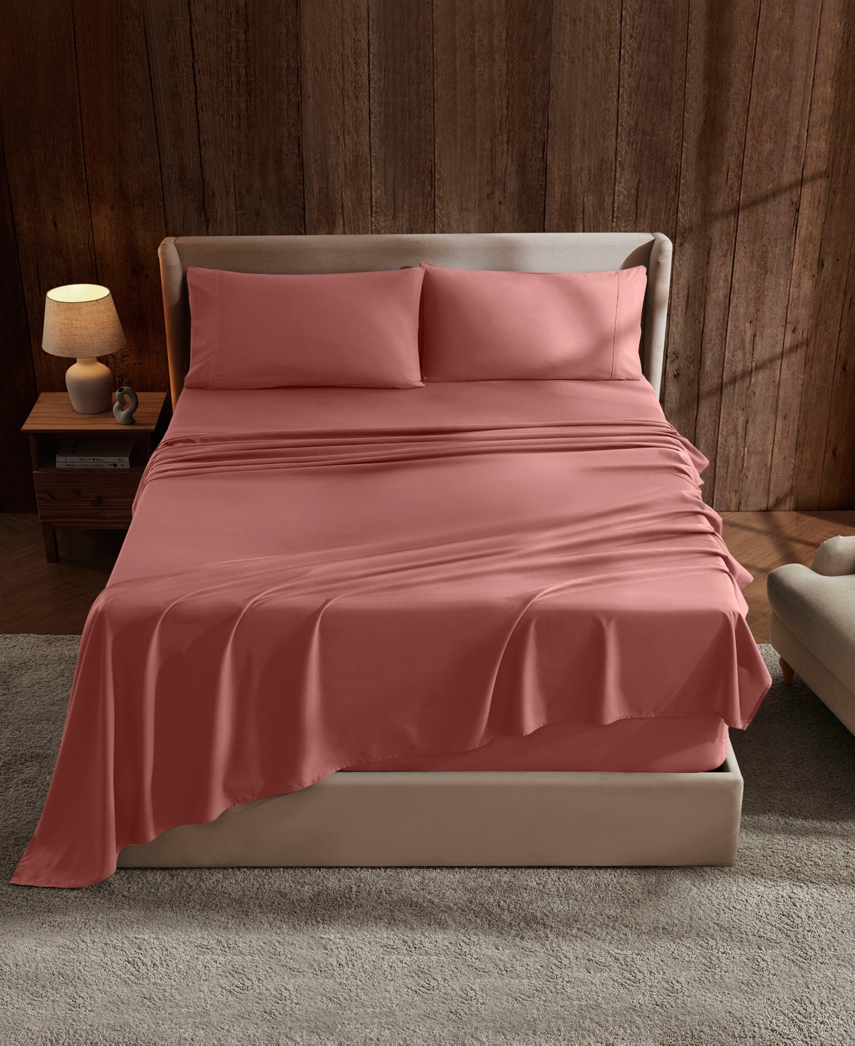 Nestl Premier Collection Deep Pocket 4 Piece Sheet Set, King In Pink