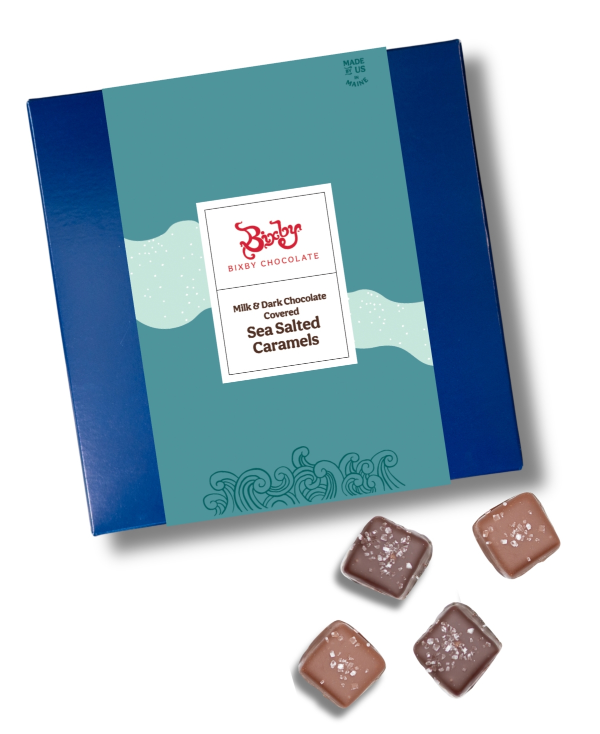 Bixby Chocolate Sea Salted Caramel Gift Box Dark & Milk Chocolate, 50 Pieces In Transparent