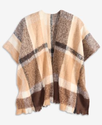 Overscale Plaid Fringe Topper, Macy's Exclusive