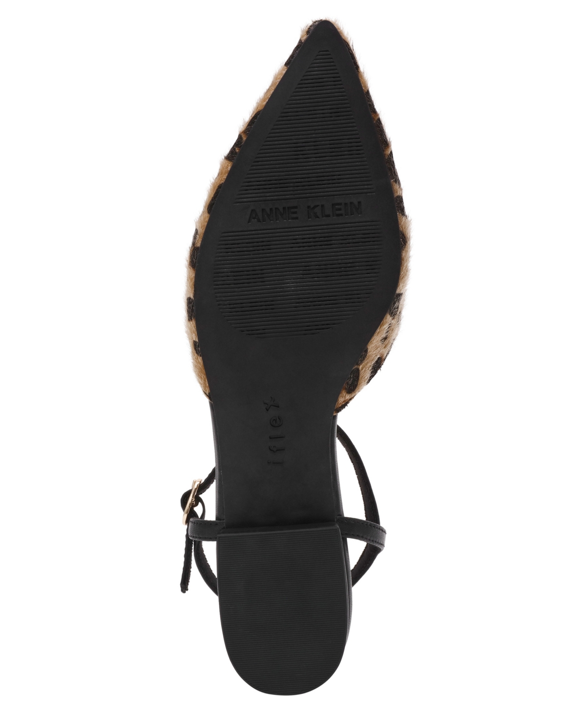 Anne Klein Emily Ankle Strap Pointed Toe Flat In Animal Print