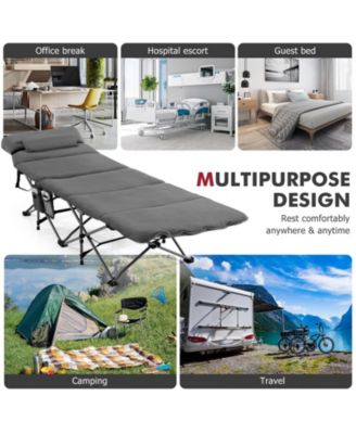 Folding Retractable Travel Camping Cot with Mattress and Carry Bag