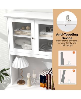 77''  MDF, Engineered Wood LED Lights and Power Outlets Tall Kitchen Pantry Storage Cabinet