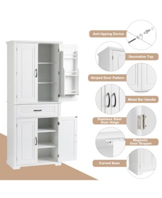 Bathroom Storage Cabinet with Doors and Drawer, Multiple Storage Spaces, Adjustable Shelf