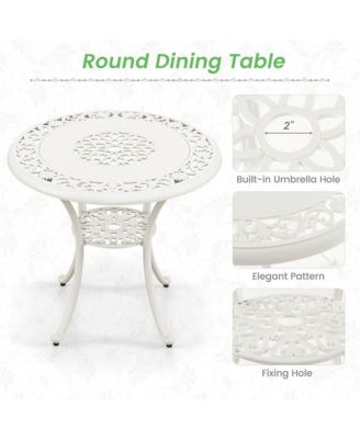 31.5'' Round Patio Dining Table for 4 w/ 2'' Umbrella Hole Outdoor Side Table