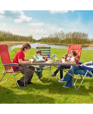 5 ft Folding Picnic Table Outdoor Dining Table with Rattan Grain HDPE Tabletop