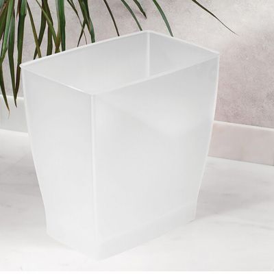 mDesign Small Rectangular Bathroom Trash Cans - Set of 4 - Frost - Made in USA