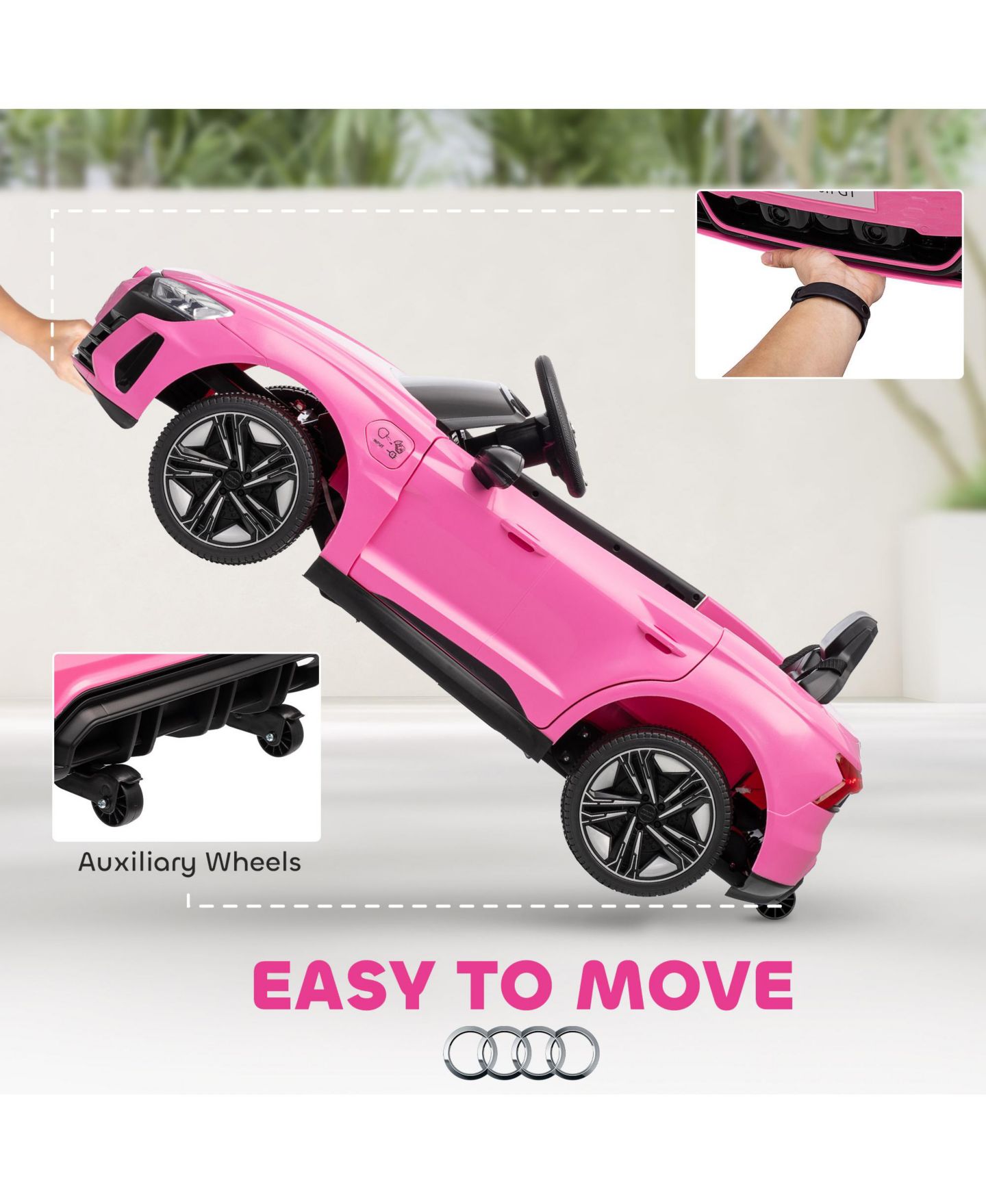 Детская игрушка Aosom RS E-Tron GT 12V Electric Remote Control Ride-On Car, 55 lb. Capacity, Ages 3+, цвет: Розовый — фото 6