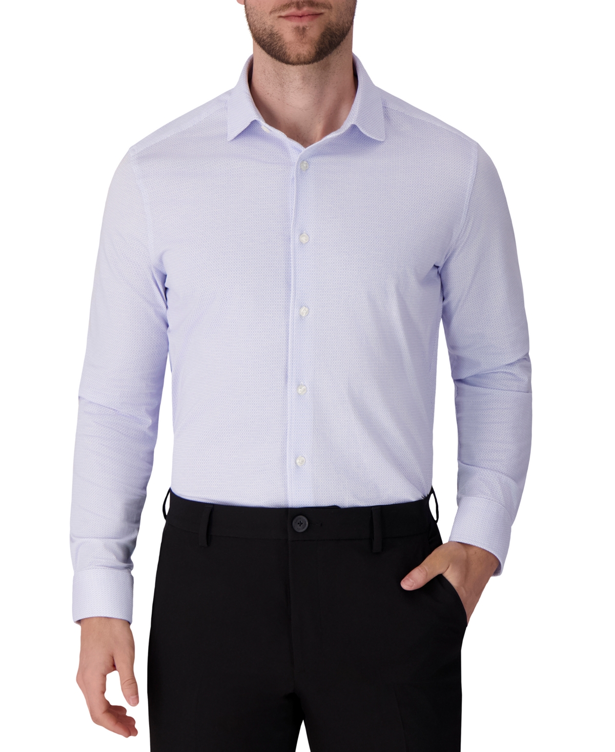 Victor Emmanuel Men's Geometric Print Mitered Cuffs Dress Shirt