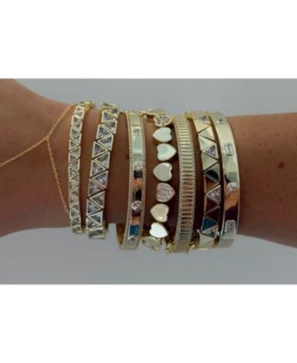 Vermeil Multi Shape Cubic Zirconia Bangle Emerald and Round Cut Etoielle