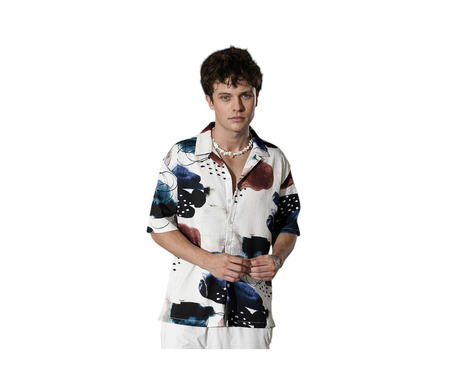 Мужская рубашка Cahoot Campus Sutra Abstract Blob Oversized, цвет: Белый — фото 1