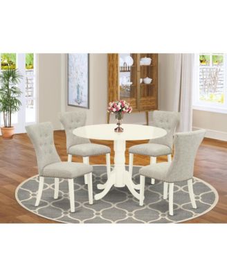 5-Pc. Rubber Wood Linen White Button Tufted back Dining Room Set