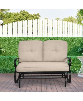 2-Person Outdoor Swing Glider Chair Bench Loveseat Cushioned Sofa