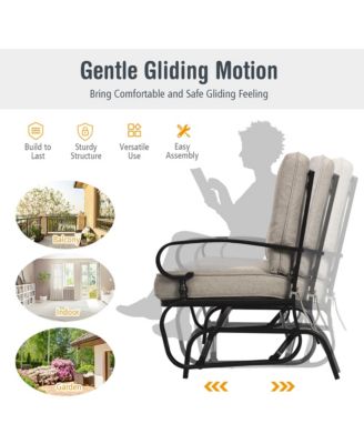 2-Person Outdoor Swing Glider Chair Bench Loveseat Cushioned Sofa