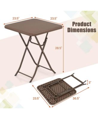 23.5" Square Folding Table Indoor Outdoor Foldable Plastic Table