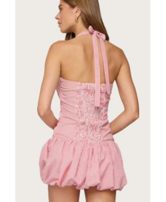 Women's Pinstripe Bubble Skirt Mini Dress