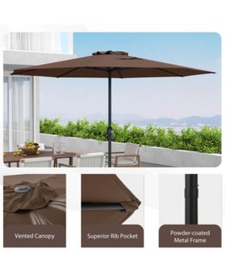 12 FT Patio Umbrella Outdoor Market Umbrella with Crank Handle 8 Sturdy Ribs